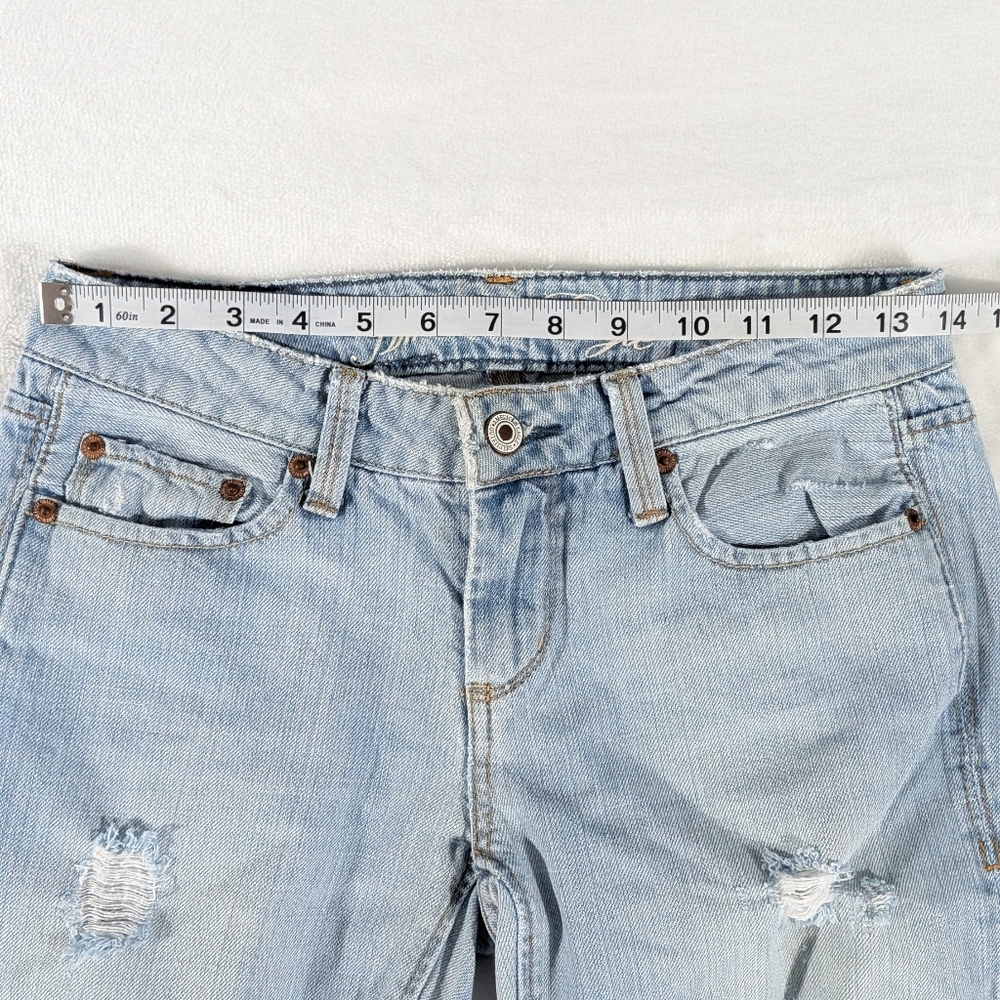 ❤️ American Eagle True Boot Distressed 100% Cotton Size 0 Short Light Wash - Picture 8 of 14